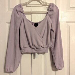 NWT Lumiere Faux Lilac Wrap Blouse